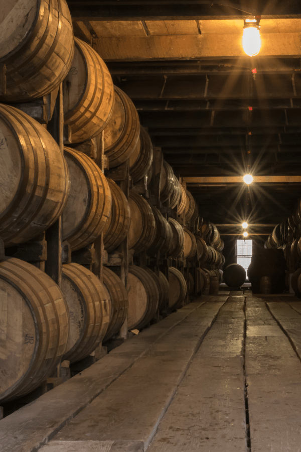 Burbon barrers in barn